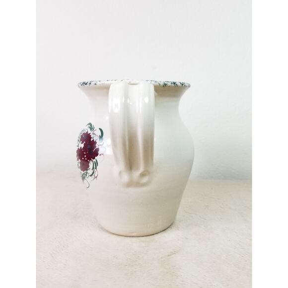 Casey Art Pottery Pitcher Heart Wreath 7" Hand Painted Made in USA Vintage - Picture 5 of 14